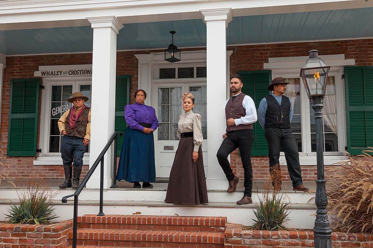 Re-enactors outside the haunted Whaley House in Old Town San Diego.