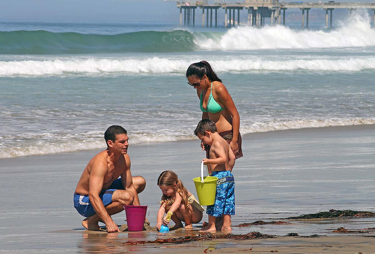Family at beach in San Diego