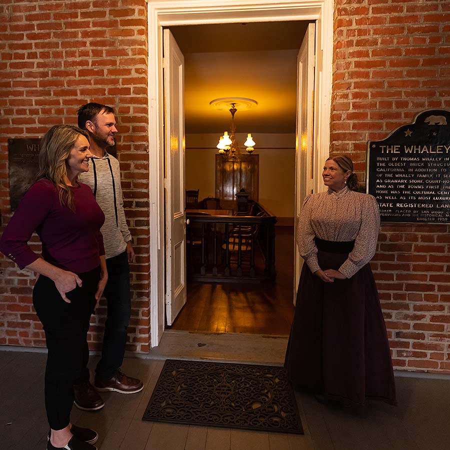 Whaley House guests being welcomed by tour guide
